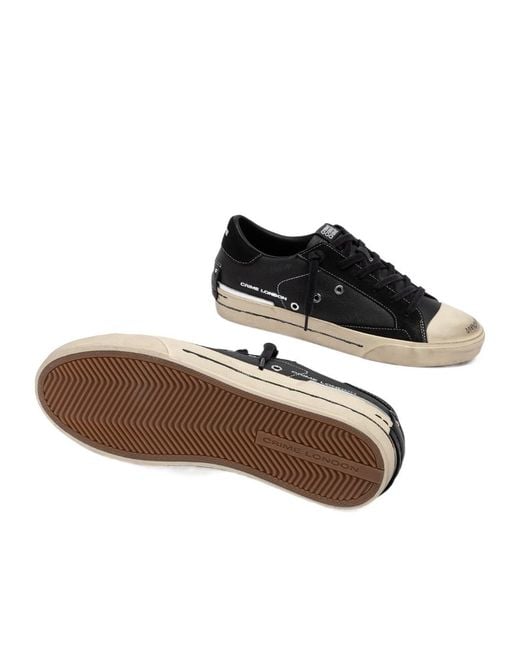 Crime London Black Lace-Up Low-Top Casual Shoes for men