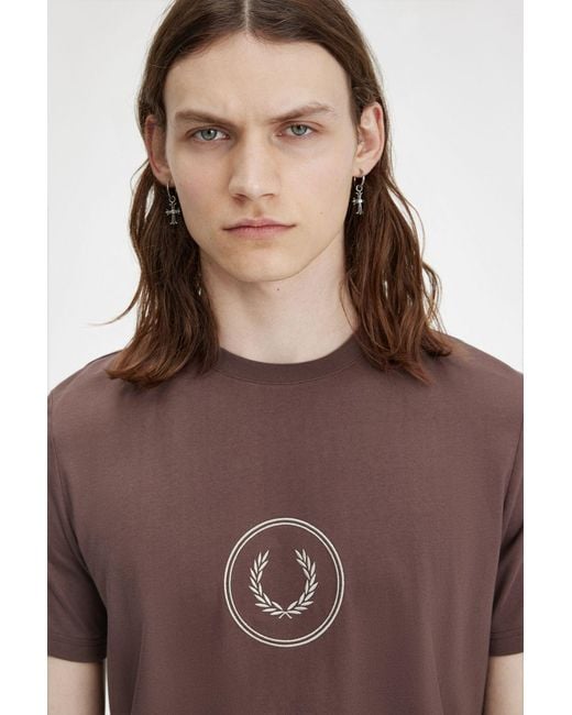 Fred Perry Brown Logo T-Shirt for men