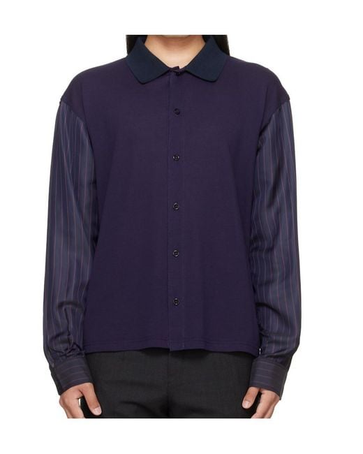 Maison Margiela Blue Long-Sleeved Buttoned Shirt for men