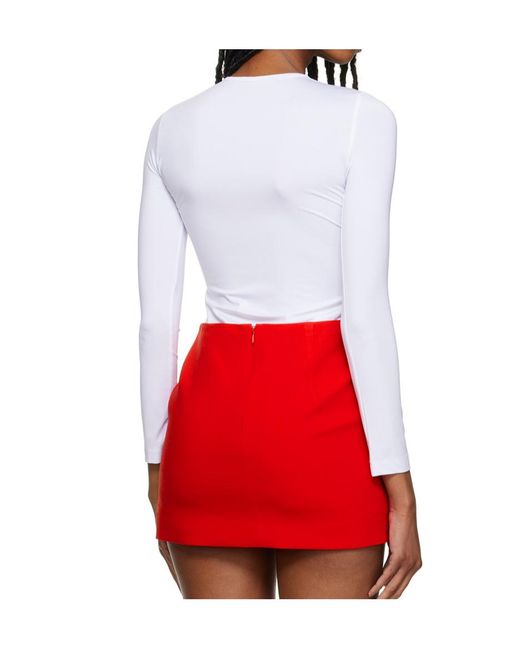 Pushbutton Red Crew Neck Long-Sleeved T-Shirt