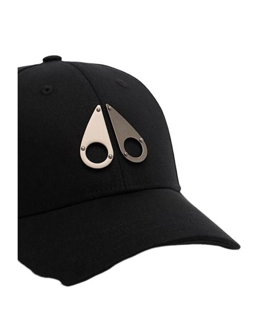 Moose Knuckles Black Logo Cotton Baseball Cap for men