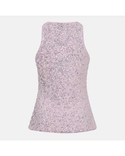 Ganni Purple Sequined Halter Top