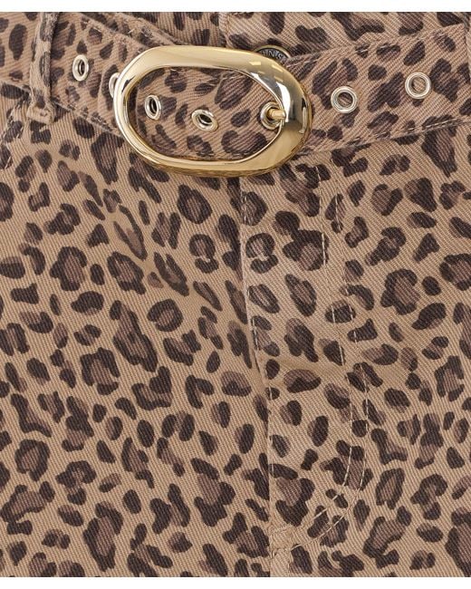 Twinset Brown Animal-Print Belted Shorts