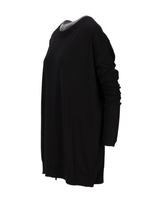 Ann Demeulemeester Black Dropped Shoulder Sweater Cotton