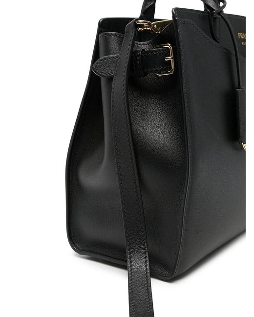 Prada Black Structured Leather Tote Bag