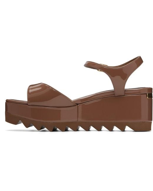 Stella McCartney Brown Elyse Patent Leather Platform Sandals