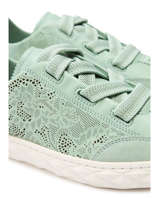 Jimmy Choo Green Diamond Light Flex Perforated Leather Sneakers