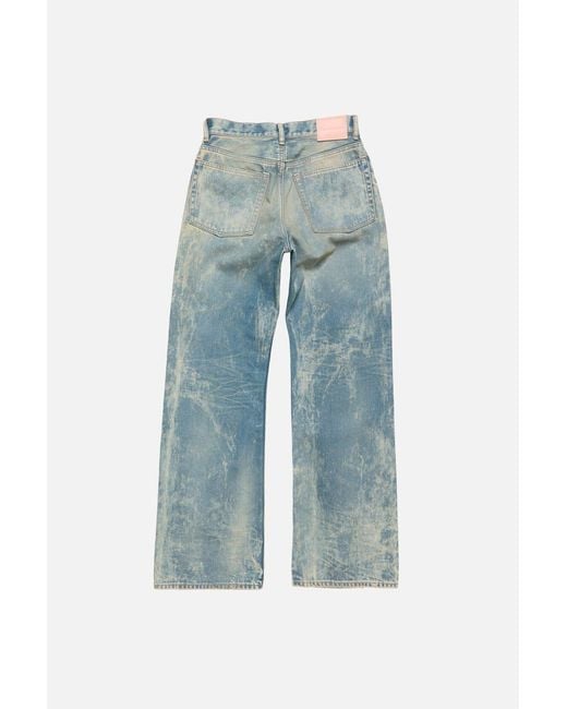 Acne Blue Patch Denim Wide-Leg Jeans