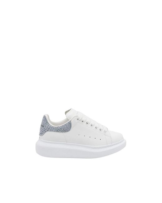 McQueen White Oversized Lizard-Effect Sneakers
