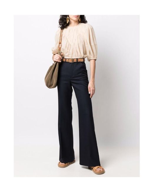 Chloé Natural Pleated Short Blouse