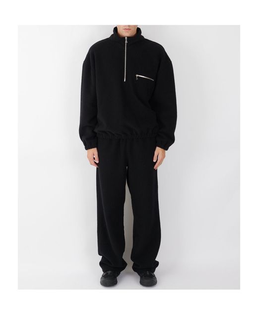 Rier Blue Half-Zip Fleece Sweatshirt for men