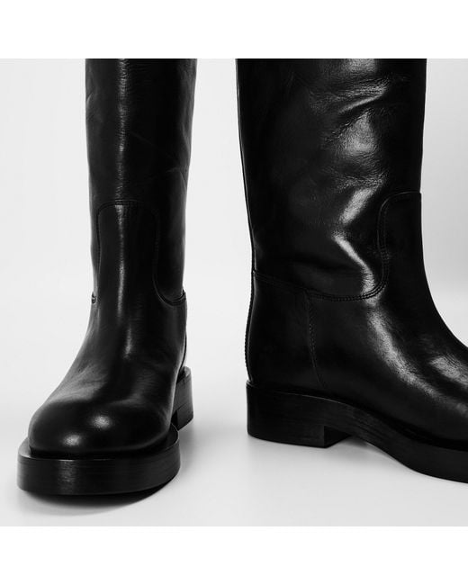 Paris Texas Black Solid Color Knee High Boots