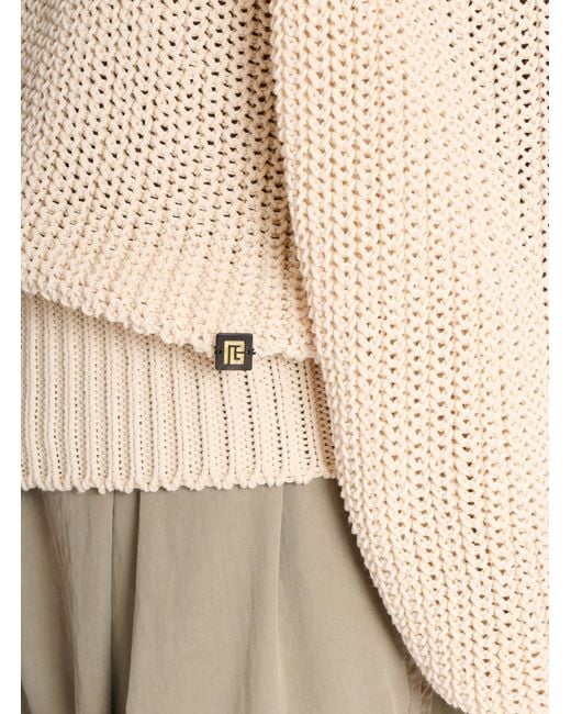 Balmain Natural Cotton High-Neck Sweater