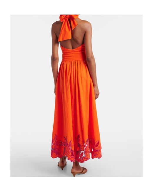 Farm Rio Red Hollowed-Out Lace Dress