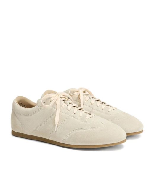 Lemaire White Quilted Suede Sneakers