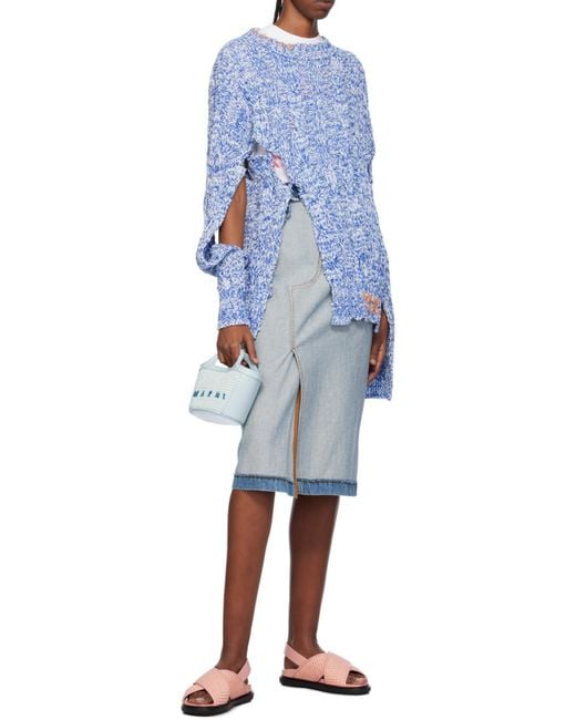 Marni Blue Denim Midi Skirt
