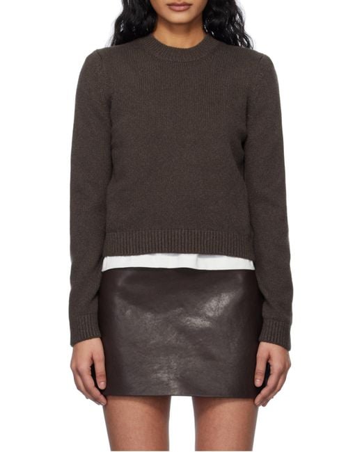 Khaite Brown Crewneck Knitted Pullover