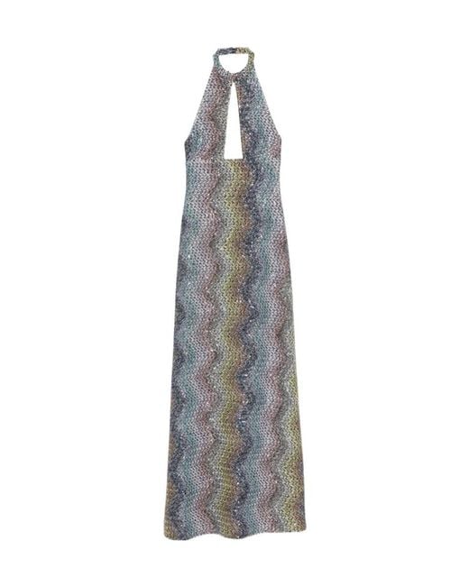 Missoni Gray Halterneck Knitted Dress