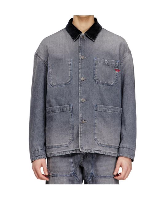 DIESEL Blue D-Stack-U-L Utility Style Denim Jacket for men