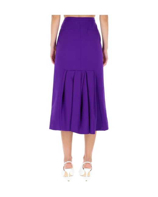 Dries Van Noten Purple Pleat Detailed Midi Skirt