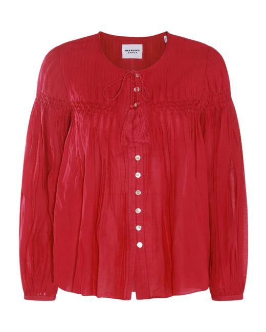 Isabel Marant Red Isabel Marant Étoile Pleat Detailed Buttoned Blouse