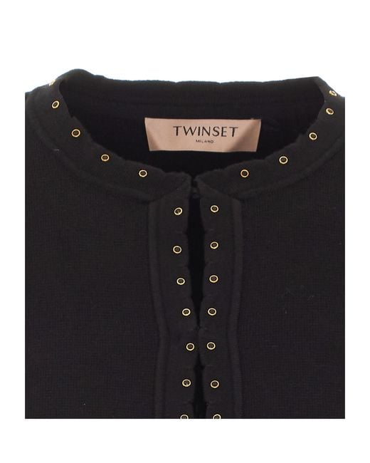 Twinset Blue Crew-Neck Knit Top