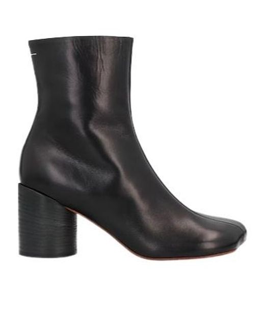 MM6 by Maison Margiela Black Minimalist Square-Toe Ankle Boots