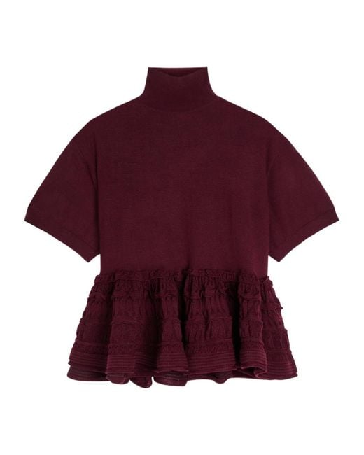 Alaïa Red Peplum Wool Top