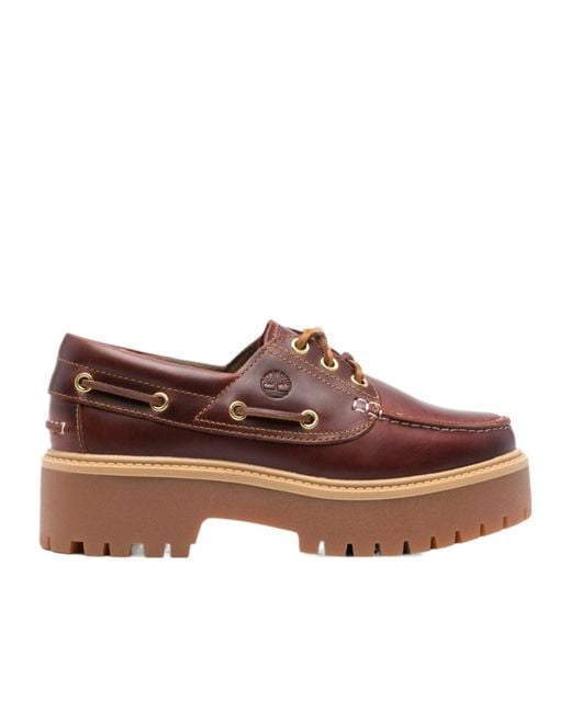 Timberland Brown Lug-Sole Boat Lace-Up Shoes