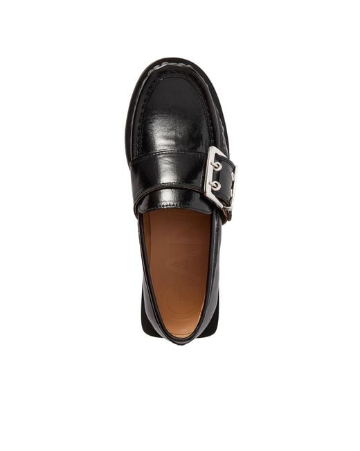 Ganni Black Feminine Buckle Loafers for men