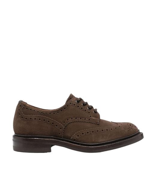 Tricker's Brown Brogue-Detail Suede Brogues for men
