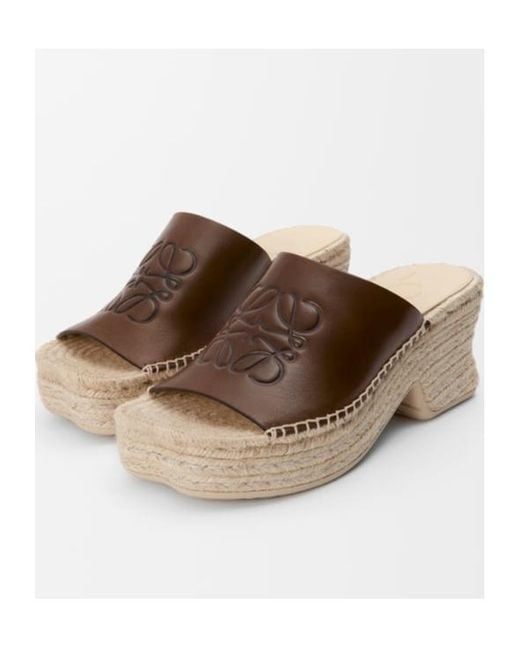 Loewe Brown Petal Espadrille Platform Slides