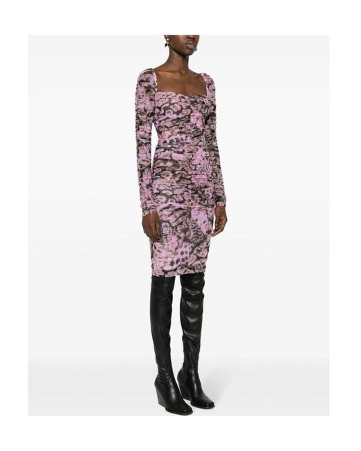 Pinko Multicolor Floral Printed Ruched Midi Dress