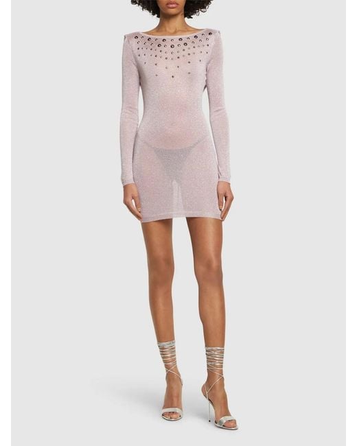 Alessandra Rich Pink Backless Knit Mini Dress