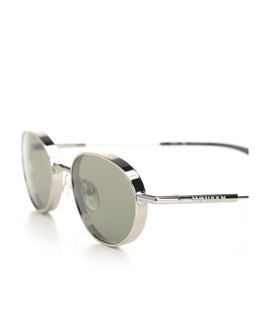 McQueen White Eyewear Oval Frame Sunglasses for men