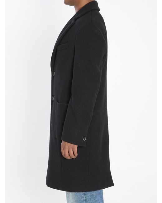 Barena Black Lanoso Single-Breasted Coat for men