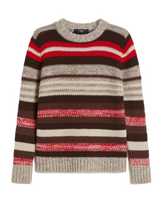 Weekend by Maxmara Red Ribbed Wool Knit Jumper