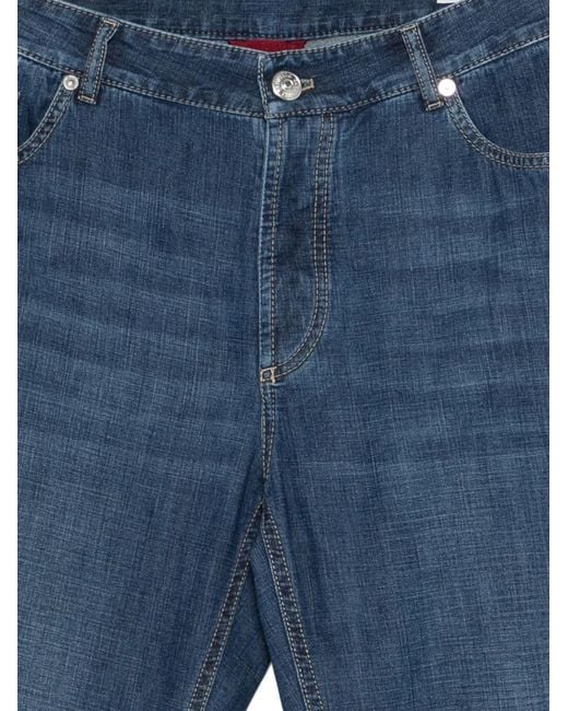 Brunello Cucinelli Blue Regular-Leg High-Rise Jeans