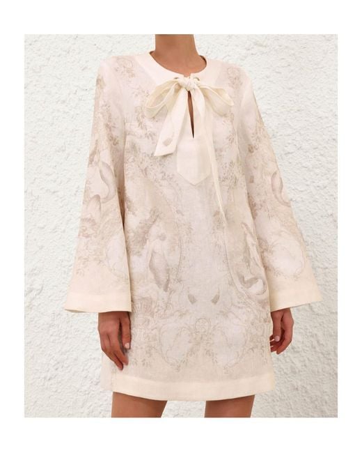 Zimmermann Natural Tie Neck Tunic Dress