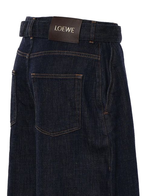 Loewe Blue Logo Patch Wide Leg Jeans
