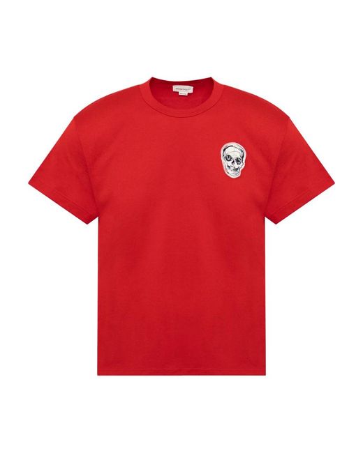 McQueen Red Logo Short-Sleeved T-Shirt for men