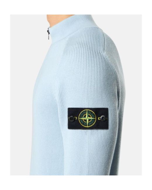 Stone Island Blue Regular-Fit Half-Zipper Sweater for men