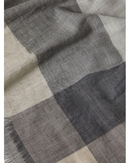 Brunello Cucinelli Gray Checked Scarf for men