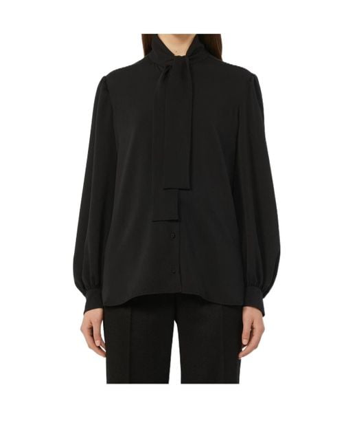 Max Mara Black Melania Tie Detailed Button-Up Shirt