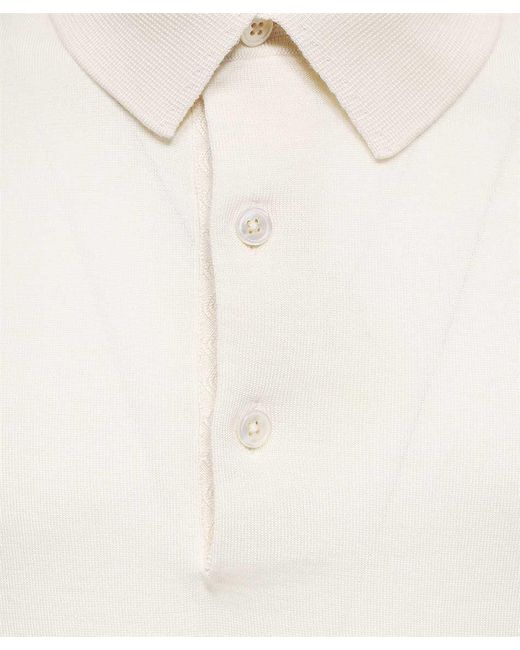 Tom Ford White Short-Sleeve Knitted Polo Shirt for men