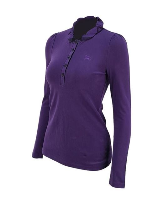 Burberry Purple Logo Long-Sleeved Polo Shirt