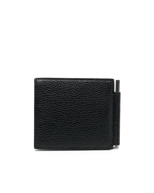 Tom Ford Black Logo Detailed Bi-Fold Wallet for men