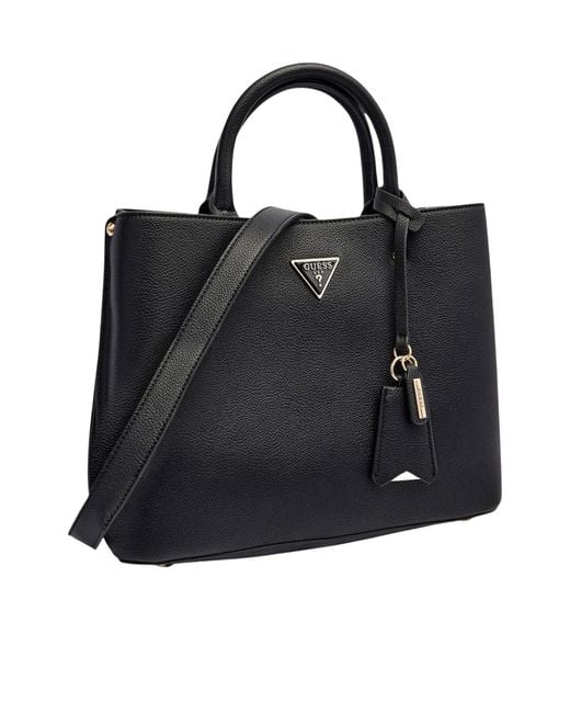 Guess Black Meridian Logo Plaque Top Handle Bag