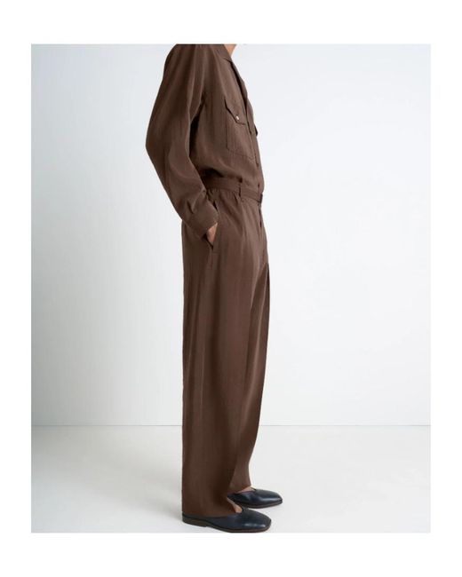 Lemaire Brown Belted Tapered Pants for men