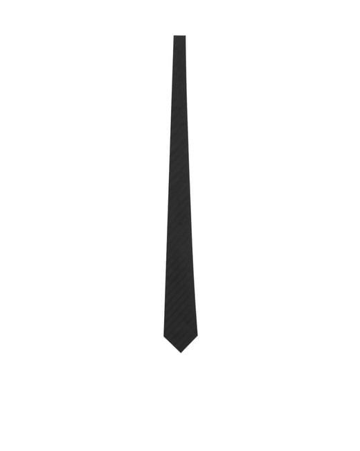 Saint Laurent White Striped Wide Tie for men
